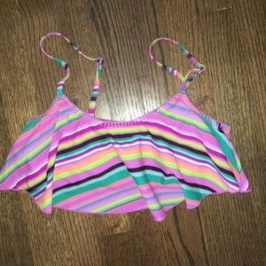 Striped ruffle Bikini top